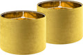 GO&SO Yellow Velvet Drum Lamp Shade Set of 2 Medium 13" Top x 13" Bottom x 10"