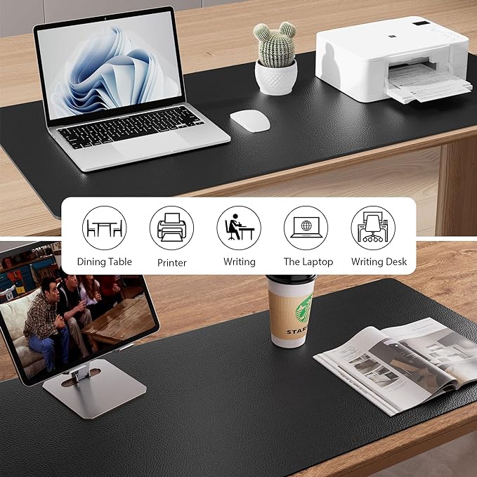 Aothia Leather Desk Pad Protector, Mouse Pad, Office Desk Mat, Non-Slip PU - Image 5