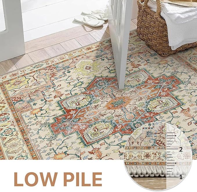 GENIMO 8x10 Area Rugs for Living Room, Machine Washable Non Slip Vintage Retro - Image 5