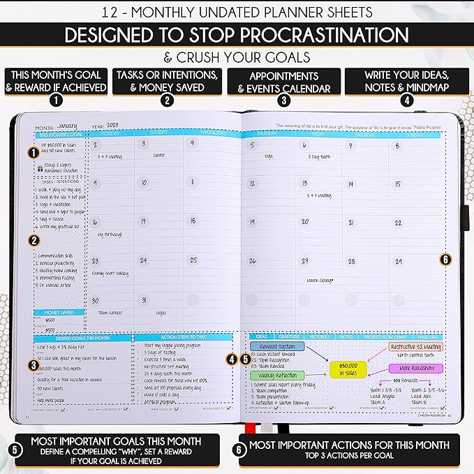 Life Planner - Undated Weekly & Monthly Planner, 12-Month Journey to Increase - Image 3