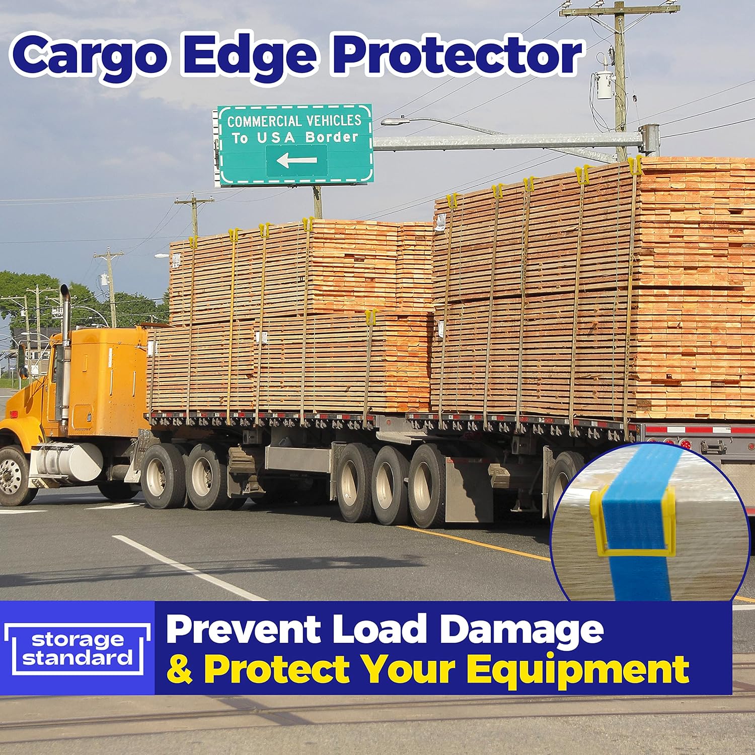 24 Pack Edge Corner Protector With Carrying Case for Flatbed Cargo Load Truck Shipping - 4'' x 6'' Winch Ratchet Straps Plastic Protectors Yellow