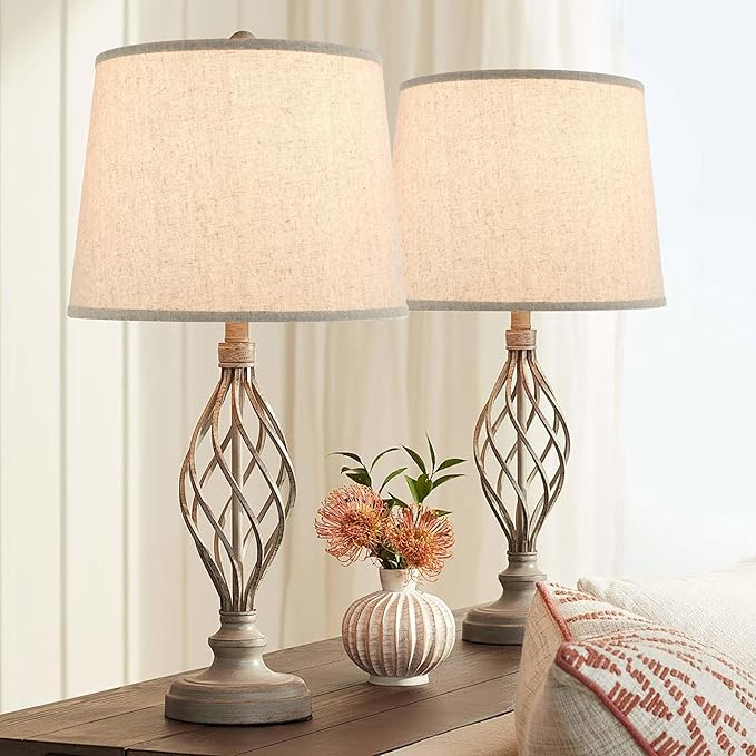 Beige Fabric Lamp Shade Set of 2 Medium Lamp Shades-11"×13"×10" Inch, - Image 7