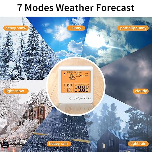 Digital Barometer Ambient Weather Forecast Clock Thermometer and Hygrometer - Image 6