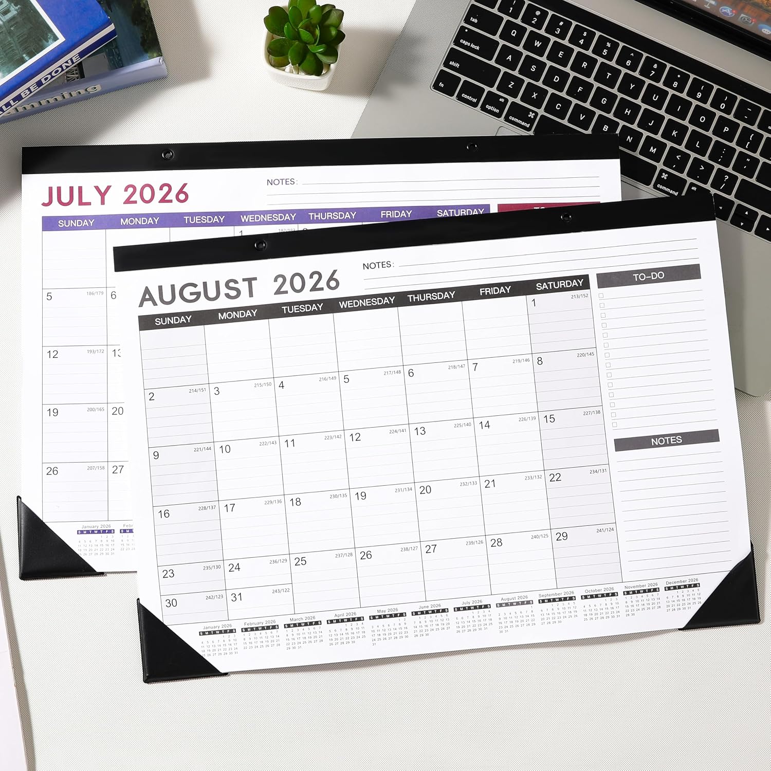 2027 Desk Calendar - July 2026 - December 2027, 17" x 12" Large Desk Calendar 2026-2027, 18 Months Desk Calendar, Desk Pad, Elegant Design