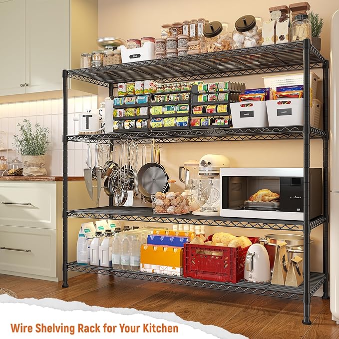 REIBII Storage Shelves 45.3''W Wire Shelving Unit 4 Tier Metal Shelves - Image 4