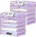 2 Pack 5-Tier Purple Desk Organizer by SUPEASY