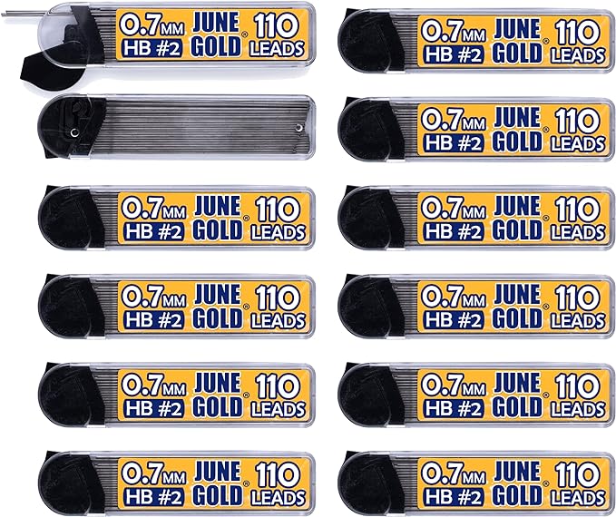 June Gold 1320 Pieces, 0.7 mm HB #2 Lead Refills, 12 Dispensers, 110 Pieces Per by JuneGold