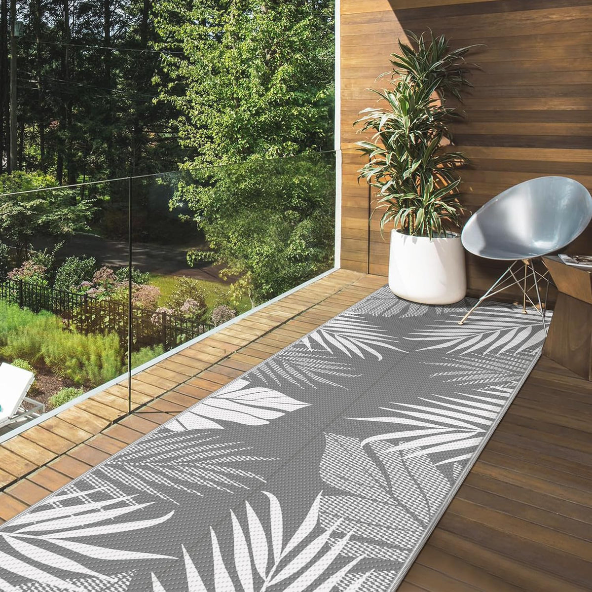 genimo outdoor rug, waterproof plastic runner rugs, 2.5'x8', side view