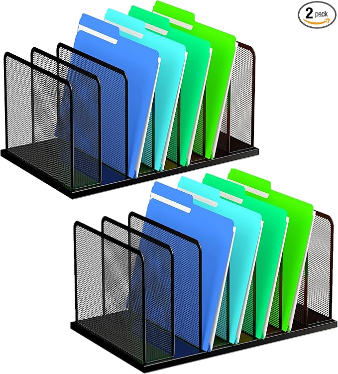 Kuntine.B Desk File Organizer 7 Upright Mesh Desktop Organizer File Sorter by KuntineB