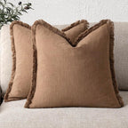 Foindtower Set of 2 Decorative Linen Fringe Throw Pillow Covers Cozy Boho by Foindtower