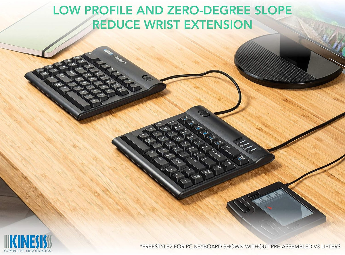 KINESIS Freestyle2 USB-A Ergonomic Keyboard w/ VIP3 Lifters for PC (9" S...