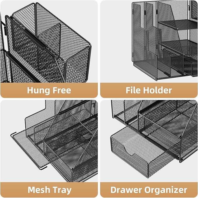 Marbrasse Desk Organizer and Accessories, 3-Tier File Organizer - Image 4