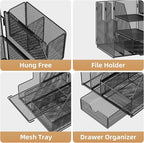 Marbrasse Desk Organizer and Accessories, 3-Tier File Organizer - Image 4