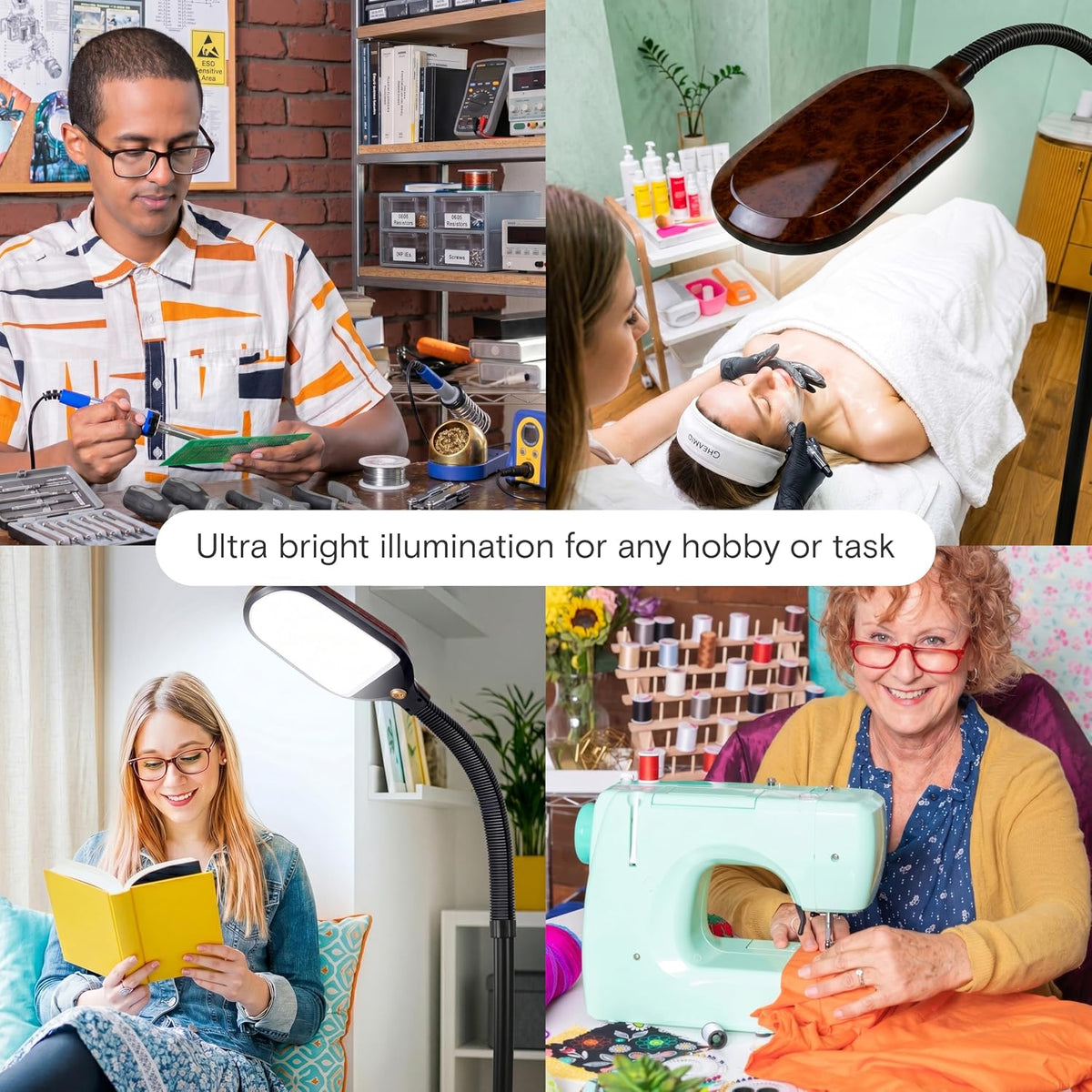 Brightech Litespan - Bright LED Floor Reading Lamp for Over Chair Crafts and ...