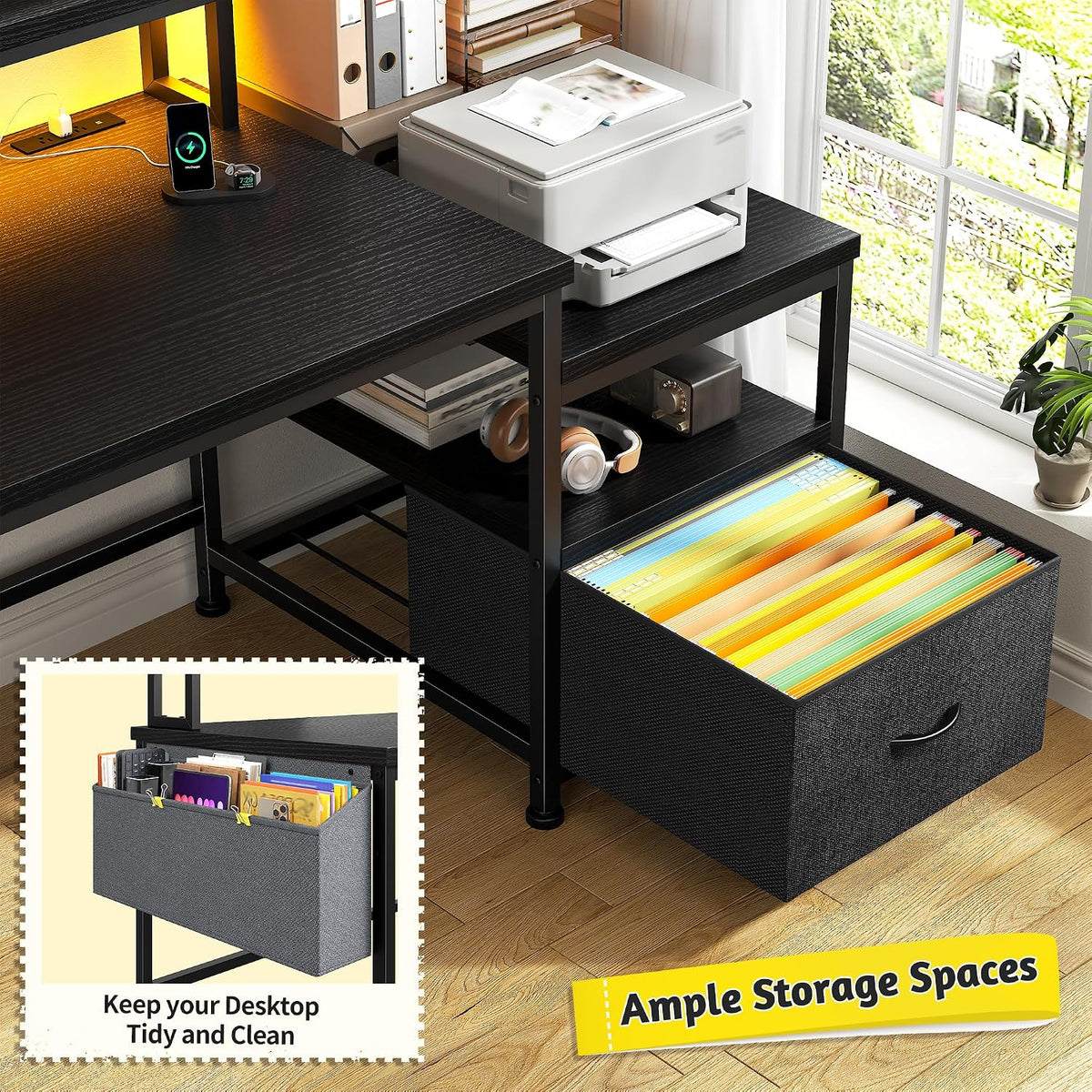 DurayLoly 57" Office Desk with Drawers & Printer Space for Home Work...