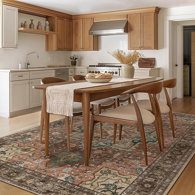 GENIMO 9x12 Area Rugs for Living Room, Non Slip Machine Washable Vintage Rugs - Image 2