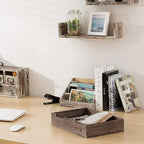 MyGift® Distressed Brown Vintage Wood Paper Tray, Office Desktop Document - Image 5