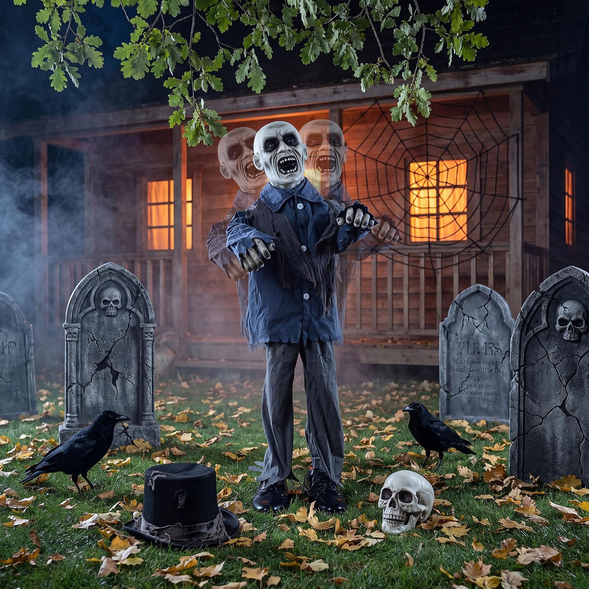 Halloween Animatronic 38" Zombie, Shaking Decorations with Creepy Sound