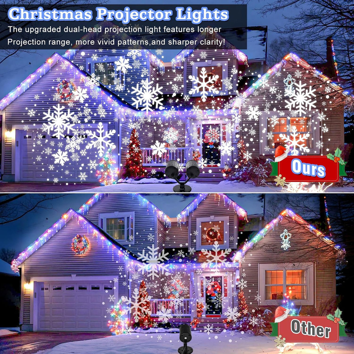 Christmas Snowflake Projector Lights Double Head Dynamic Snowflake Lights