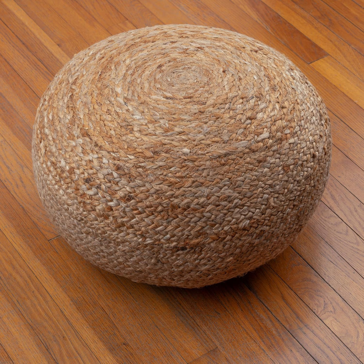 Decor Therapy Round Pouf Ottoman Footrest, Natural Jute Woven, Boho Pouf, Boh...