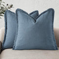 Foindtower Set of 2 Decorative Linen Fringe Throw Pillow Covers Cozy Boho