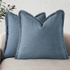 Foindtower Set of 2 Decorative Linen Fringe Throw Pillow Covers Cozy Boho by Foindtower