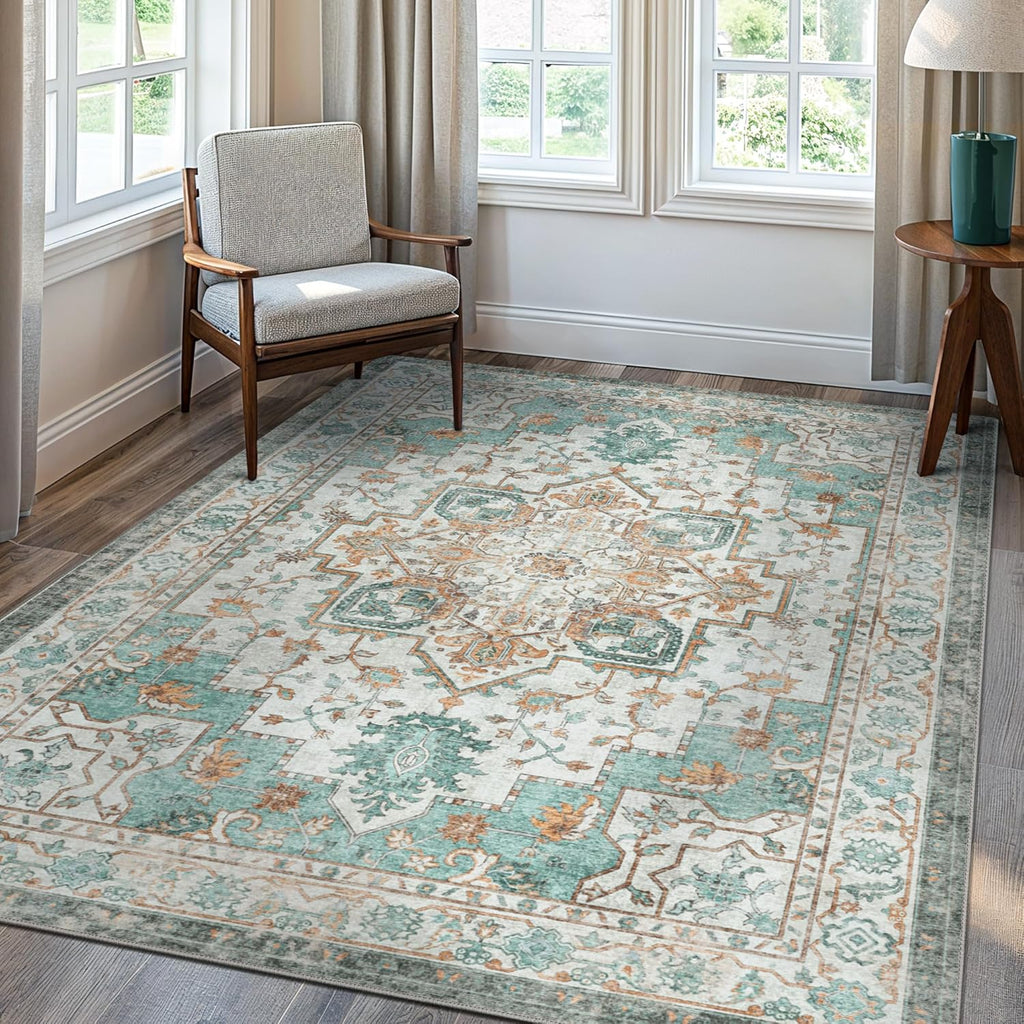 GENIMO 8x10 Area Rugs for Living Room, Machine Washable Non Slip Vintage Rugs