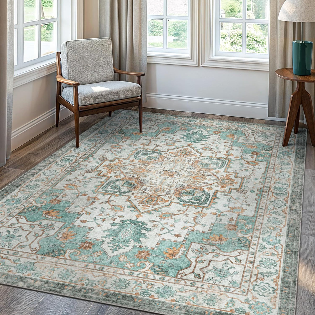 GENIMO 8x10 Area Rugs for Living Room, Machine Washable Non Slip Vintage Rugs