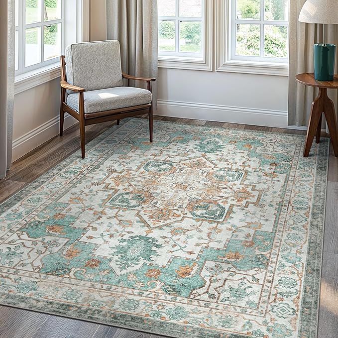 GENIMO 7'6''x9'6'' Area Rugs for Living Room, Machine Washable Non Slip Vintage - Image 2