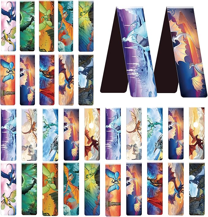 30 Pcs Fire Dragon Magnetic Bookmarks by Unknown
