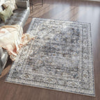 Rugcomf Area Rug 4x6 Rug Washable Boho Rugs Non Slip Low Pile Soft Floral Small
