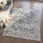 Rugcomf Area Rug 4x6 Rug Washable Boho Rugs Non Slip Low Pile Soft Floral Small by Rugcomf