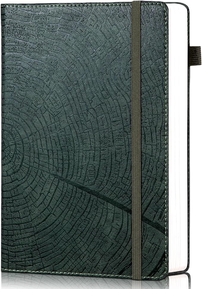 CAGIE Lined Journal for Women & Men, Tree Growth Ring Leather Bound Journal by CAGIE