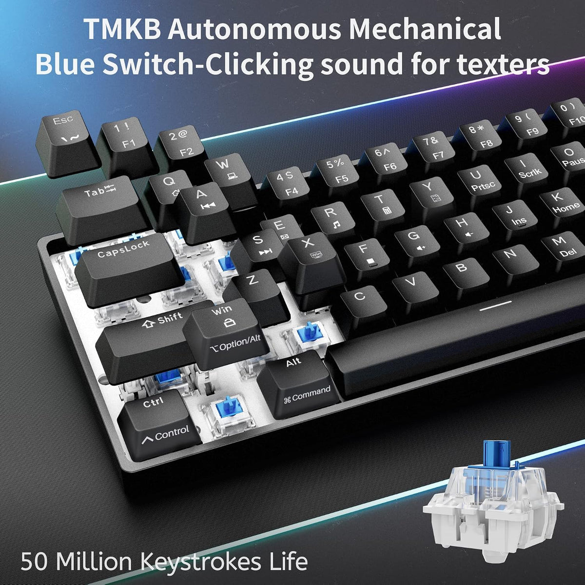 DIERYA 60% Mechanical Keyboard, DK61se Wired Gaming Keyboard with Blue Switch...