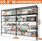 REIBII 1600LBS Storage Shelves 69.8''W Metal Shelving 5 Tier Wire Shelving Unit - Image 2