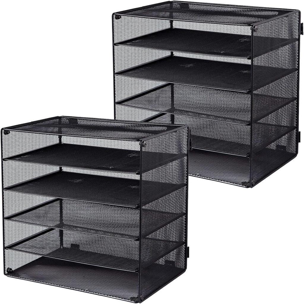 EASEPRES 5 Slot Mesh Desk Organizer Tray, File Paper Letter Folder Holder