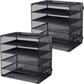 EASEPRES 5 Slot Mesh Desk Organizer Tray, File Paper Letter Folder Holder