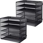 EASEPRES 5 Slot Mesh Desk Organizer Tray, File Paper Letter Folder Holder