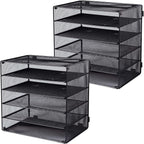 EASEPRES 5 Slot Mesh Desk Organizer Tray, File Paper Letter Folder Holder by EASEPRES