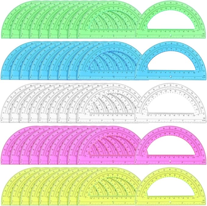 100 Pieces Protractors Bulk Plastic 180 Degrees 6 Inch Translucent Protractors by Unknown