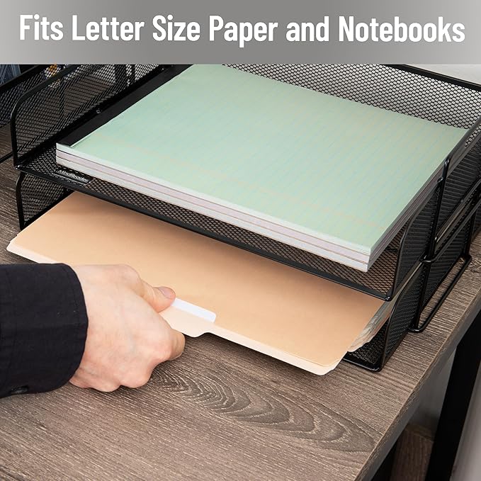 Mind Reader Stackable Paper Tray, Desktop Organizer, File Storage, Metal Mesh - Image 6