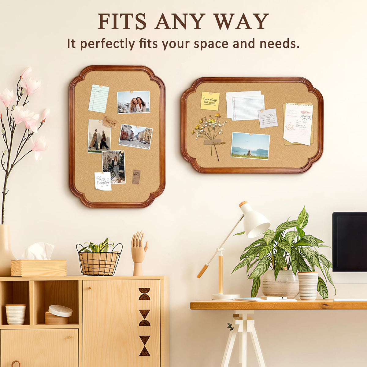 Scalloped Edge Wooden Frame Cork Board 30x20in (75x50CM)