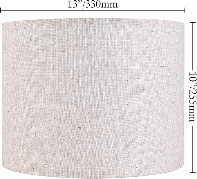 GO&SO Natural Linen Medium Drum Lamp Shades 13" Top x 13" Bottom x 10" High - Image 2