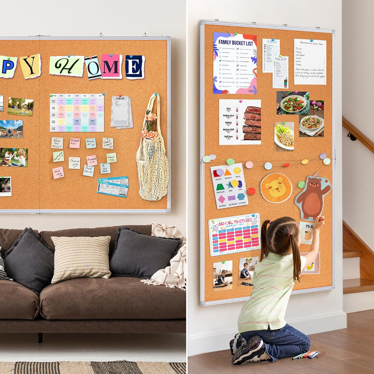 Maxtek Cork Board 60 x 36 in, Large Bulletin Board for Wall Aluminum Framed