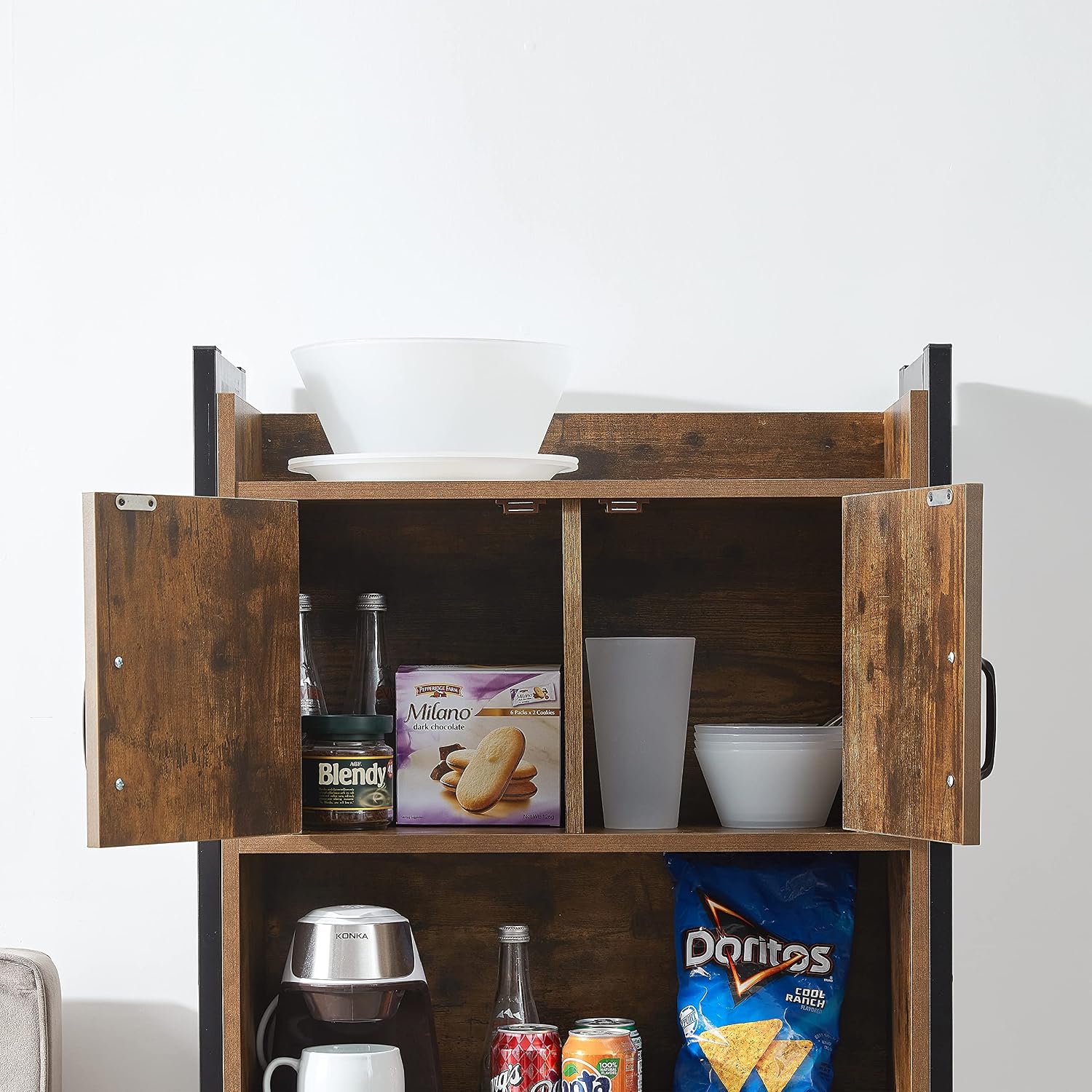 Yak About It® Dorm Hutch - Over the Fridge Organizer - Dark Wood Walnut