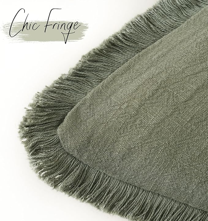 Foindtower Set of 2 Decorative Linen Fringe Throw Pillow Covers Cozy Boho - Image 3