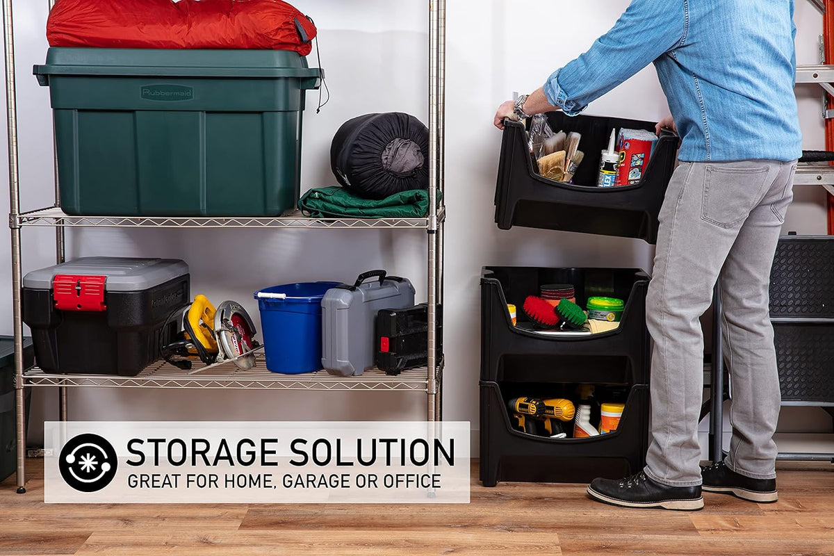 mighty tuff jumbo stackable storage bins, pack of, close-up detail