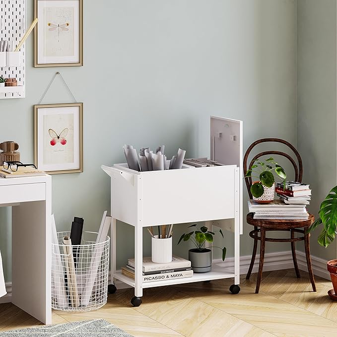 Mobile File Cart with Lock, Rolling File Cabinet Hanging Letter/Legal File - Image 6