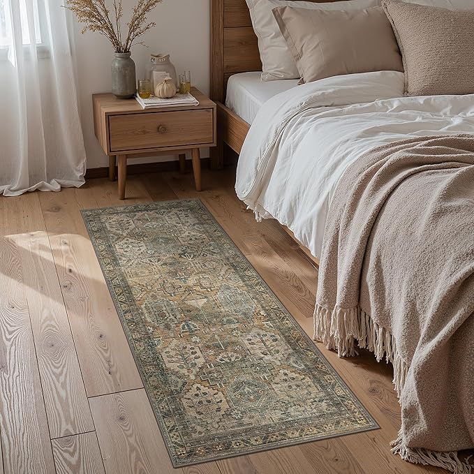 GENIMO 3x8 Runner Rugs for Hallway, Machine Washable Non Slip Vintage Rugs by GENIMO