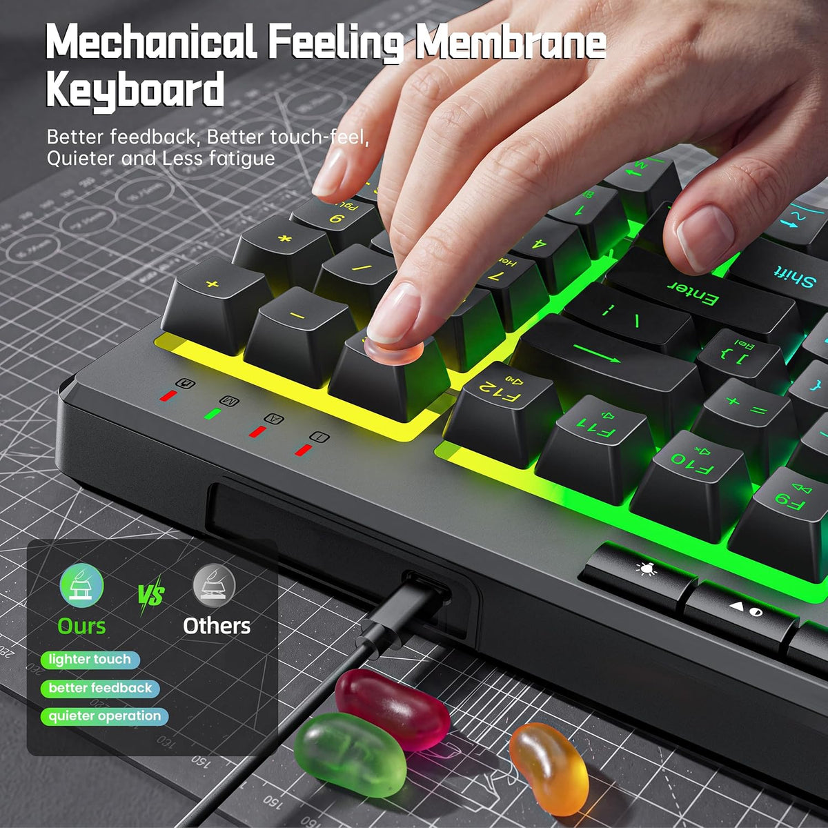 Redragon K517 Pro Wired Gaming Keyboard, RGB Backlit, Mechanical Feel 94 Keys...